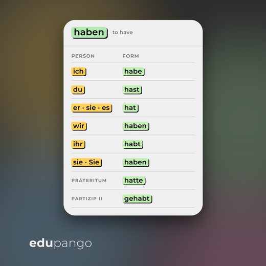 German word card: haben, to have