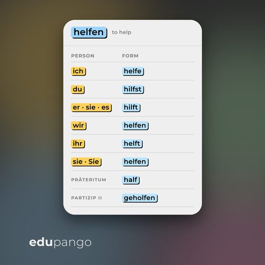 German word card: helfen, to help
